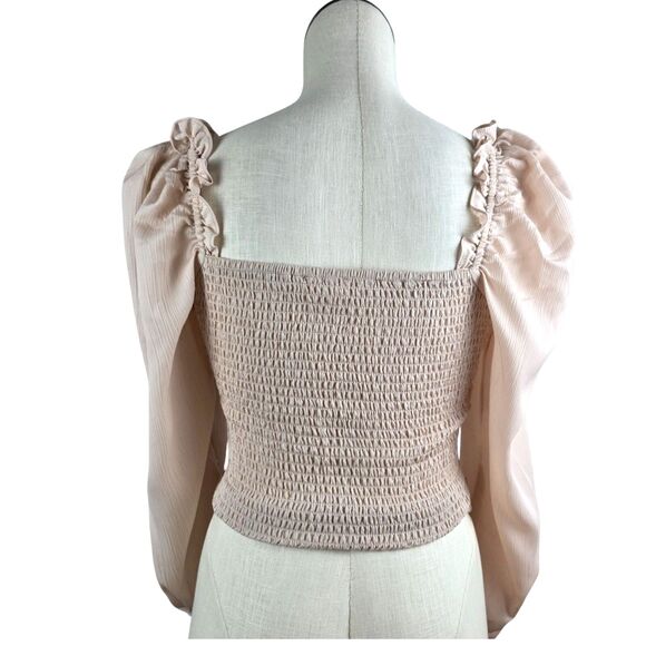 ASTR The Label Puff Sleeve Square Neck Top Blush Size S Romantic Coquette Boho - Picture 2 of 4